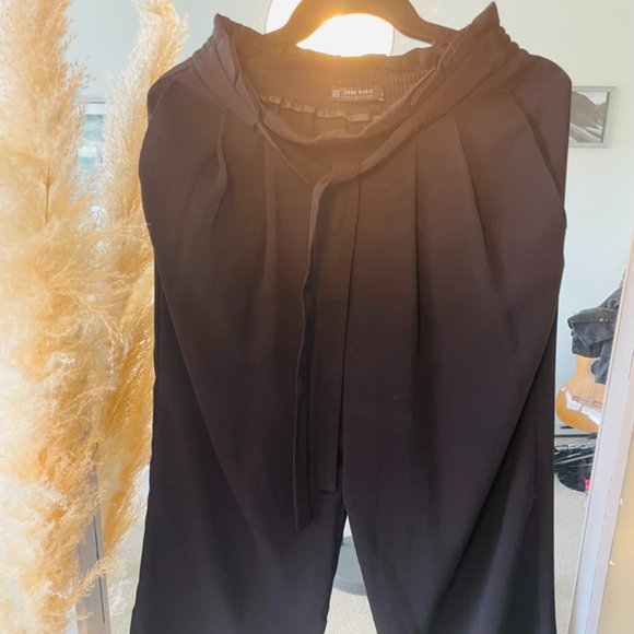 Wide leg cropped black pants - Picture 1 of 3